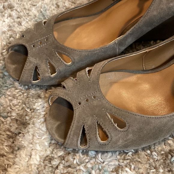 Halogen Brown Suede Cutout Wedges - Picture 2 of 7